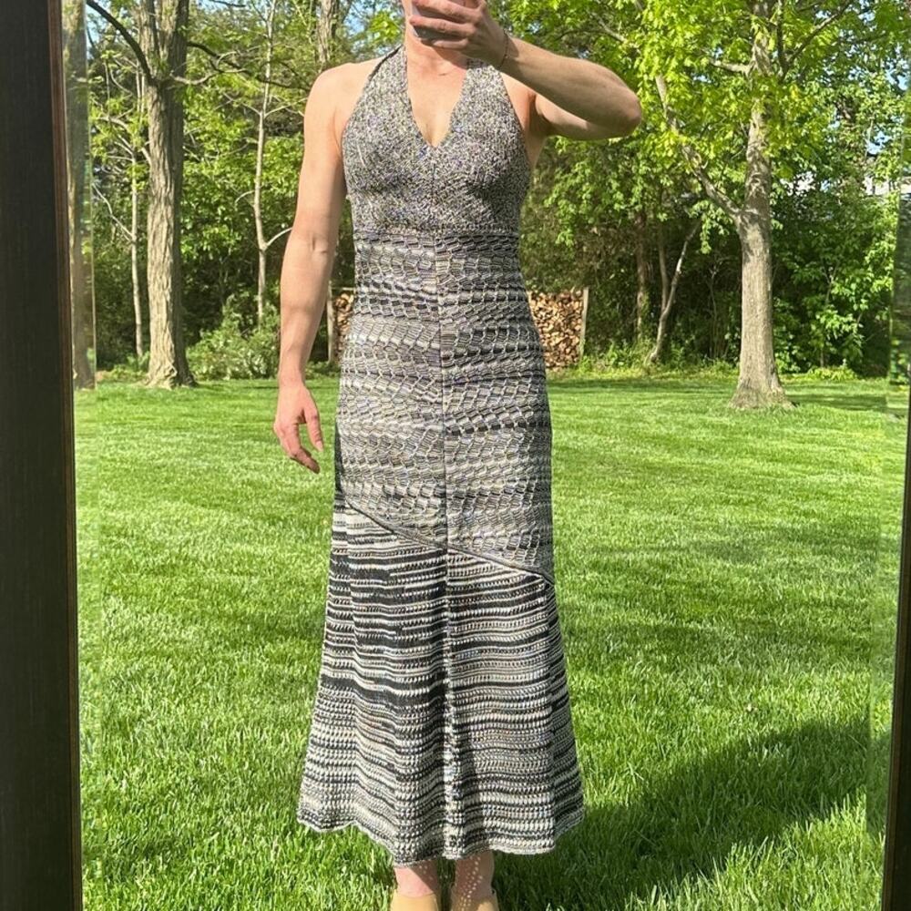 Rachel Comey Crochet Halter Midi Dress Size XS Black Natural Space Knit $648
